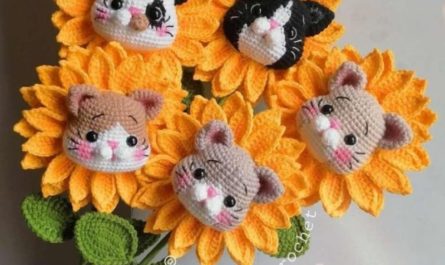 Вязание крючком маленьких котят в цветах схема на русском