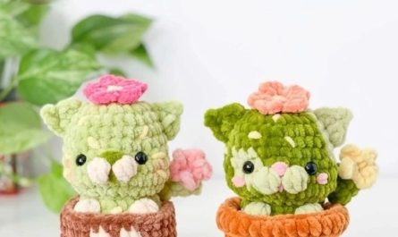 Котокактус крючком схема
